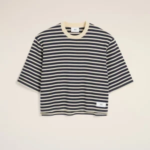 Navy Recycled Cotton Striped T Shirt