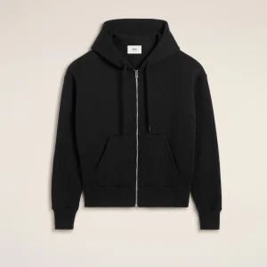 Zipped Ami Paris Black Coeur Hoodie